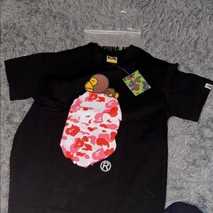 A Bathing Ape Black baby Milo Bape graphic T-Shirt